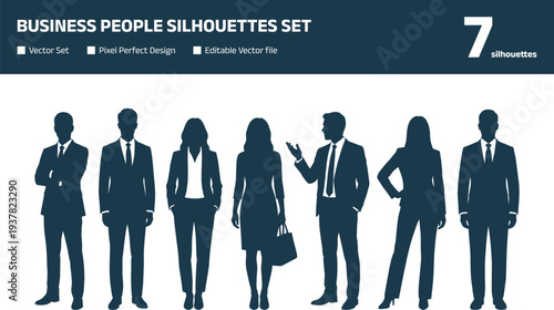 Business people silhouettes set with professional men and women in suits