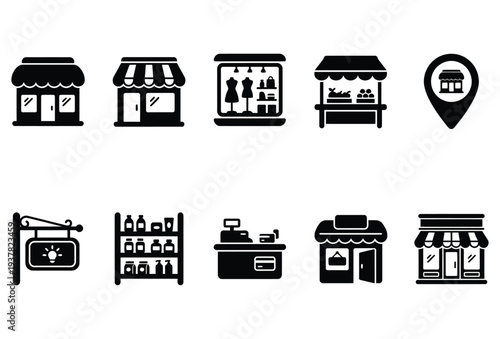 Storefront Icon Set – Shop, Retail & E-Commerce Icons for UI UX Design
