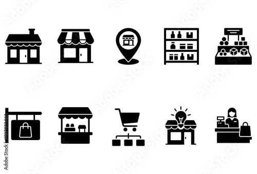 Storefront Icon Set – Shop, Retail & E-Commerce Icons for UI UX Design