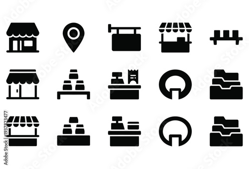 Storefront Icon Set – Shop, Retail & E-Commerce Icons for UI UX Design