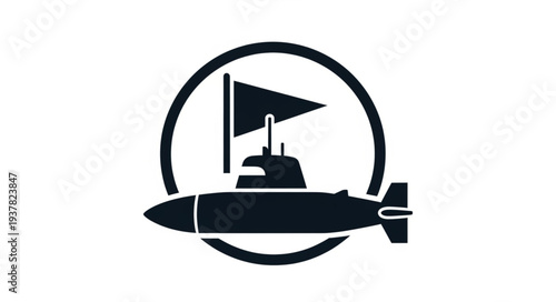 Black Submarine Silhouette Icon Design.