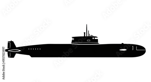 Black Submarine Silhouette Navy Vessel.