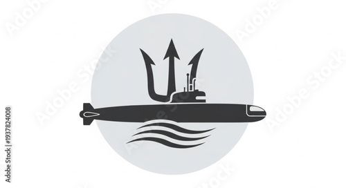 Black Submarine with Trident Icon.