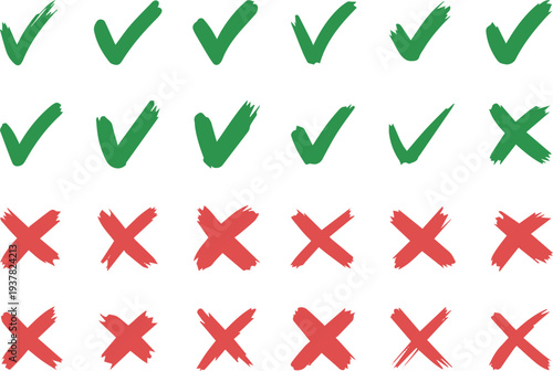 Tableau sur toile Test results grid showing checks and crosses