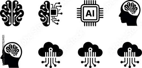 Cloud network icon set for data services