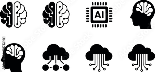 Microchip processor icon set for hardware interfaces