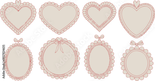 Scrapbook label frames and tag elements with bows