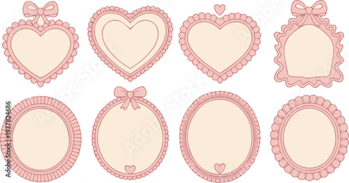 Valentine photo frames with heart ribbon accents