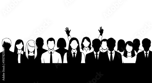 Business People Silhouettes Standing Together.