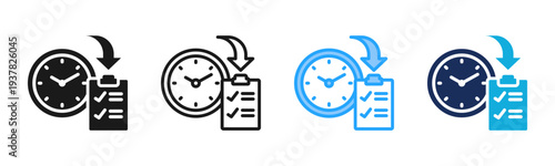Time Management icon set multiple style collection