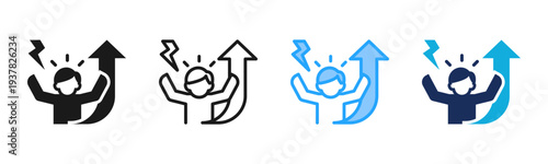 Self Motivation icon set multiple style collection