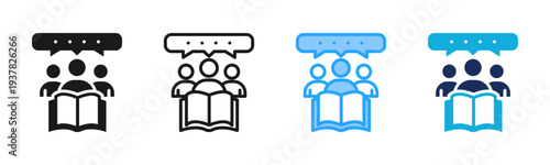 Learning Community icon set multiple style collection