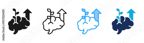 Growth Mindset icon set multiple style collection