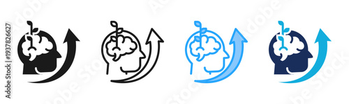 Intellectual Growth icon set multiple style collection