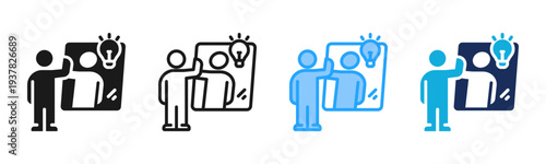 Self Reflection icon set multiple style collection