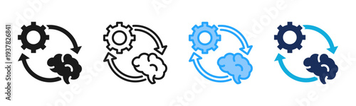 Learning Adaptation icon set multiple style collection