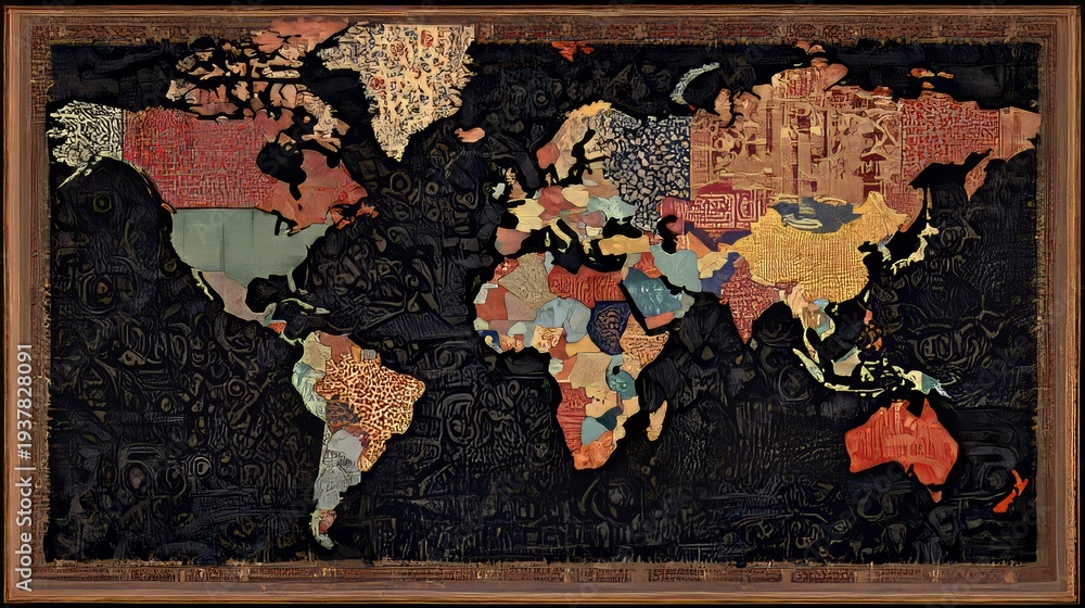 Naklejka premium World map in carpet style