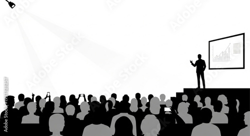 Businessman Presenting to Audience on Stage.