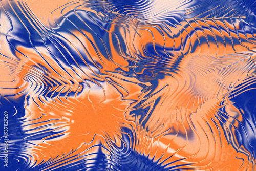 Gradient Glass Abstract Fluid Wavy Pattern Background in Blue and Orange