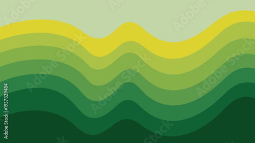 An abstract background features undulating waves of color transitioning from vibrant yellow at the top to deep green below high quality professional detailed modern elegant stylish