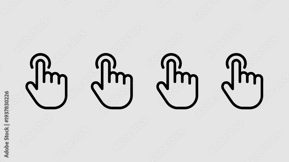 Obraz premium A series of four identical minimalist line drawings depict a pointing hand gesture repeated across a plain gray background high quality professional detailed modern elegant stylish