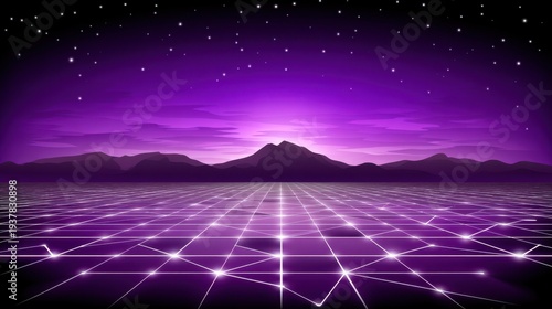 Modern digital technology banner with neon network lines and empty space 