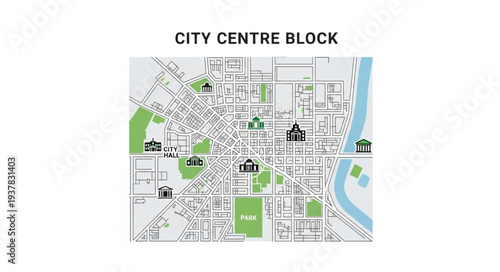City Centre Block Map Illustration.