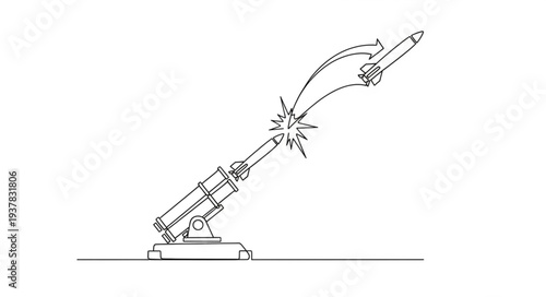 Cannon Firing Explosive Shell Illustration.