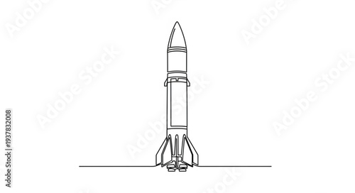 Simple Line Drawing of Rocket.