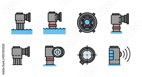 CCTV Security Camera System Icons.