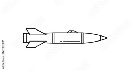 Simple Line Drawing of Missile.