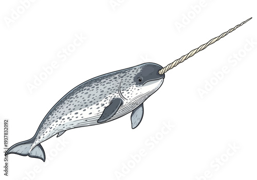 Vivid depiction of a magnificent sperm whale, a true giant of the sea, rendered with intricate detail, capturing the essence of its immense power and enigmatic presence in the vast ocean