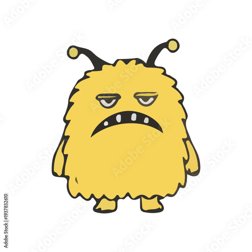 Grumpy Yellow Monster Cartoon