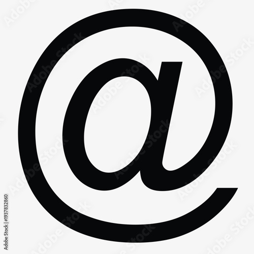 Print   At Symbol Icon Vector Isolated on White Background, Email Address Communication Sign