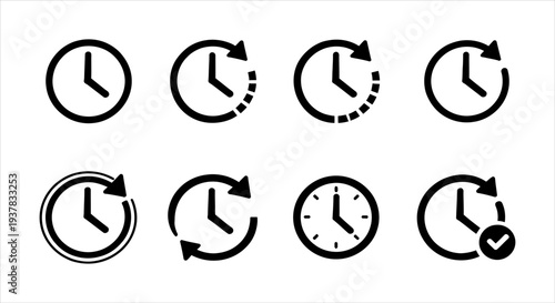 Dynamic clock icons capturing the essence of time, deadlines, and efficiency concepts