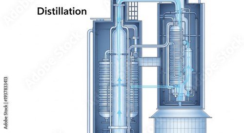 Industrial distillation tower for chemical processing.