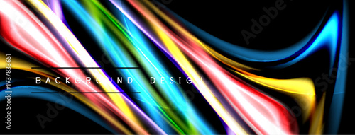 Abstract colorful waves, flowing lines. Bright gradients create dynamic background design. Smooth curves, vibrant hues.