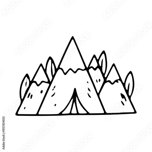 Doodle Camping Mountains Icon