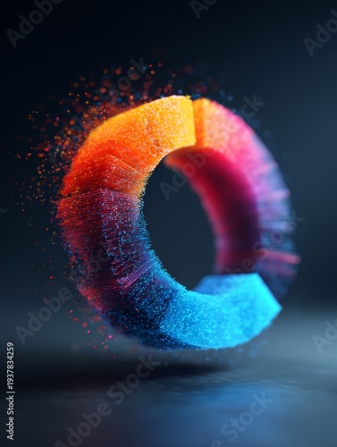 Colorful Neon 3D Data Analytics Dashboard with Business Charts and Financial Graph Visualization