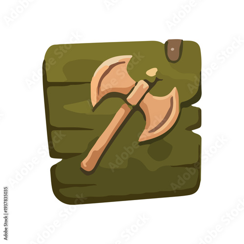 Game Axe Icon on Wood