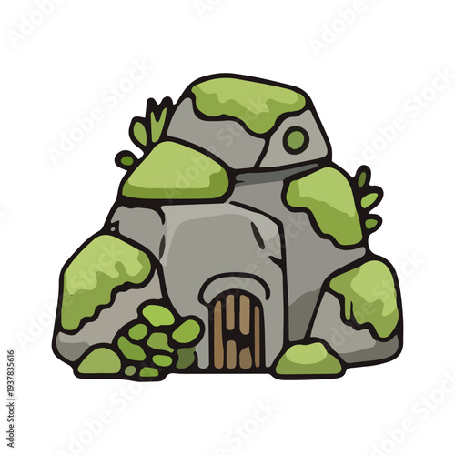Mossy Stone Cave Dwelling Icon
