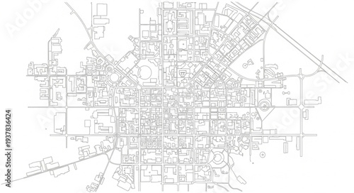 City Map Illustration Detailed View.