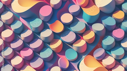 Abstract Colorful Cylinders Pattern.