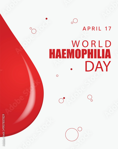 World Hemophilia Day poster featuring blood drop symbol medical awareness campaign design