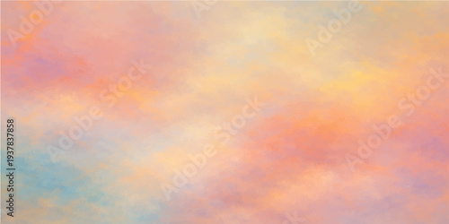 Abstract a dreamy pastel sky of pink, orange, and blue hues. The soft, blended colors create a sense of serenity and beauty.