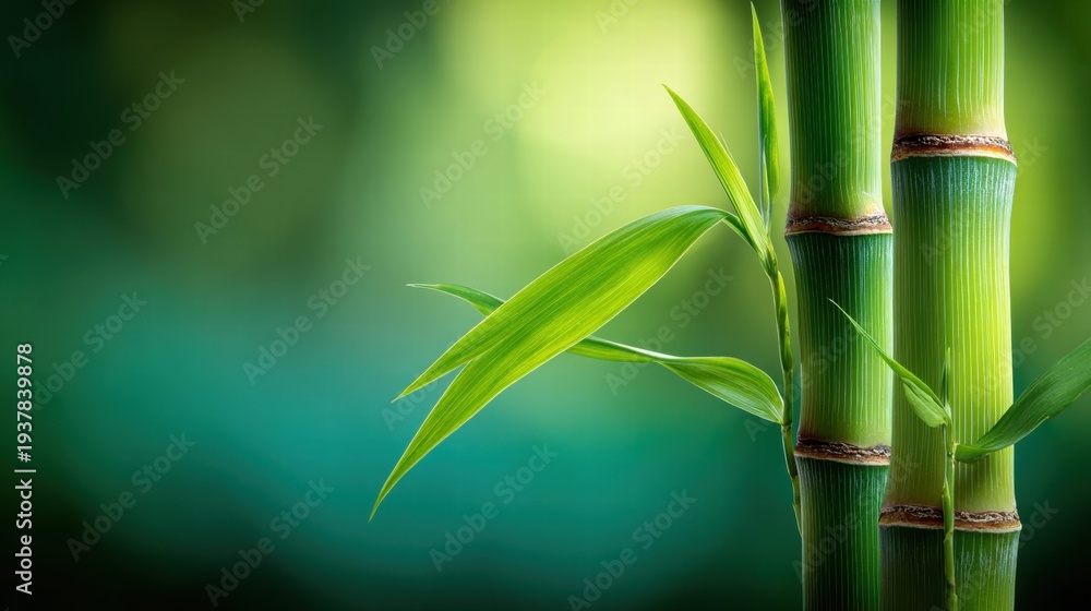 Fototapeta premium A beautiful display of fresh, green bamboo plants in a natural outdoor setting.