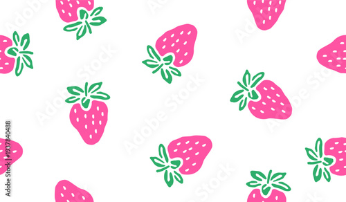 Cute strawberry fruits pattern background vector design
