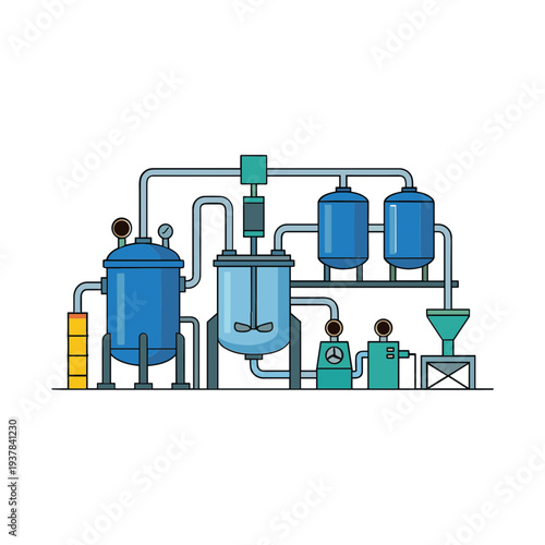 Factory Buildings Collection Exterior Manufacturing, Gas Station and Oil Refinery Engineering Chemical Industry Flat Vector Illustration Set
