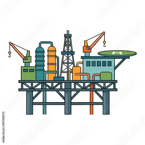 Factory Buildings Collection Exterior Manufacturing, Gas Station and Oil Refinery Engineering Chemical Industry Flat Vector Illustration Set