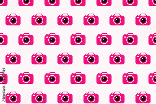 Pink camera icon set design.